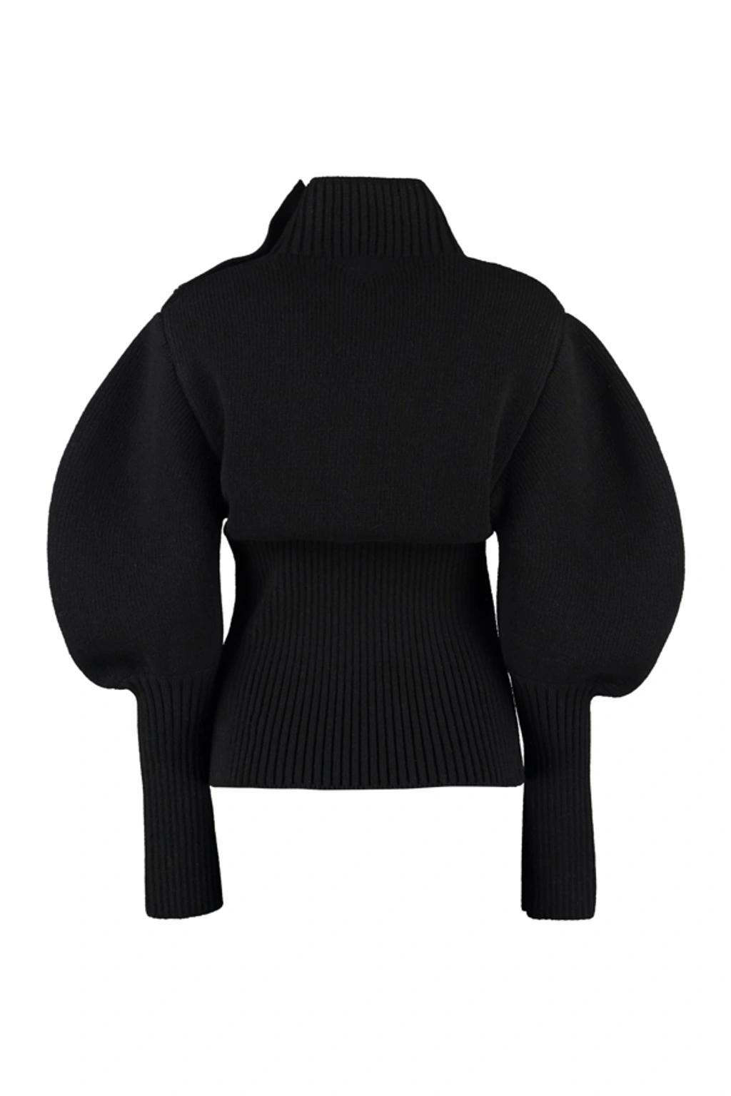 Ribbed Wool-blend Turtleneck Sweater In Black Product Image