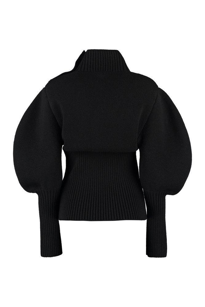 Ribbed Wool-blend Turtleneck Sweater In Black Product Image