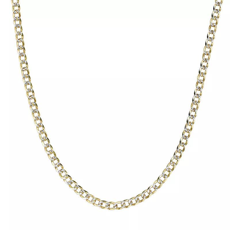 Mens LYNX 14k Gold Over Silver 4.3mm Pave Cuban Chain Necklace Yellow Product Image