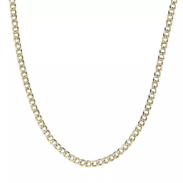 Mens LYNX 14k Gold Over Silver 4.3mm Pave Cuban Chain Necklace Yellow Product Image