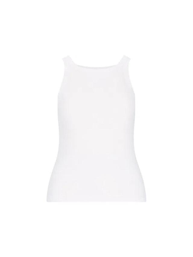 'jennifer' Ribbed Tank Top In White Product Image