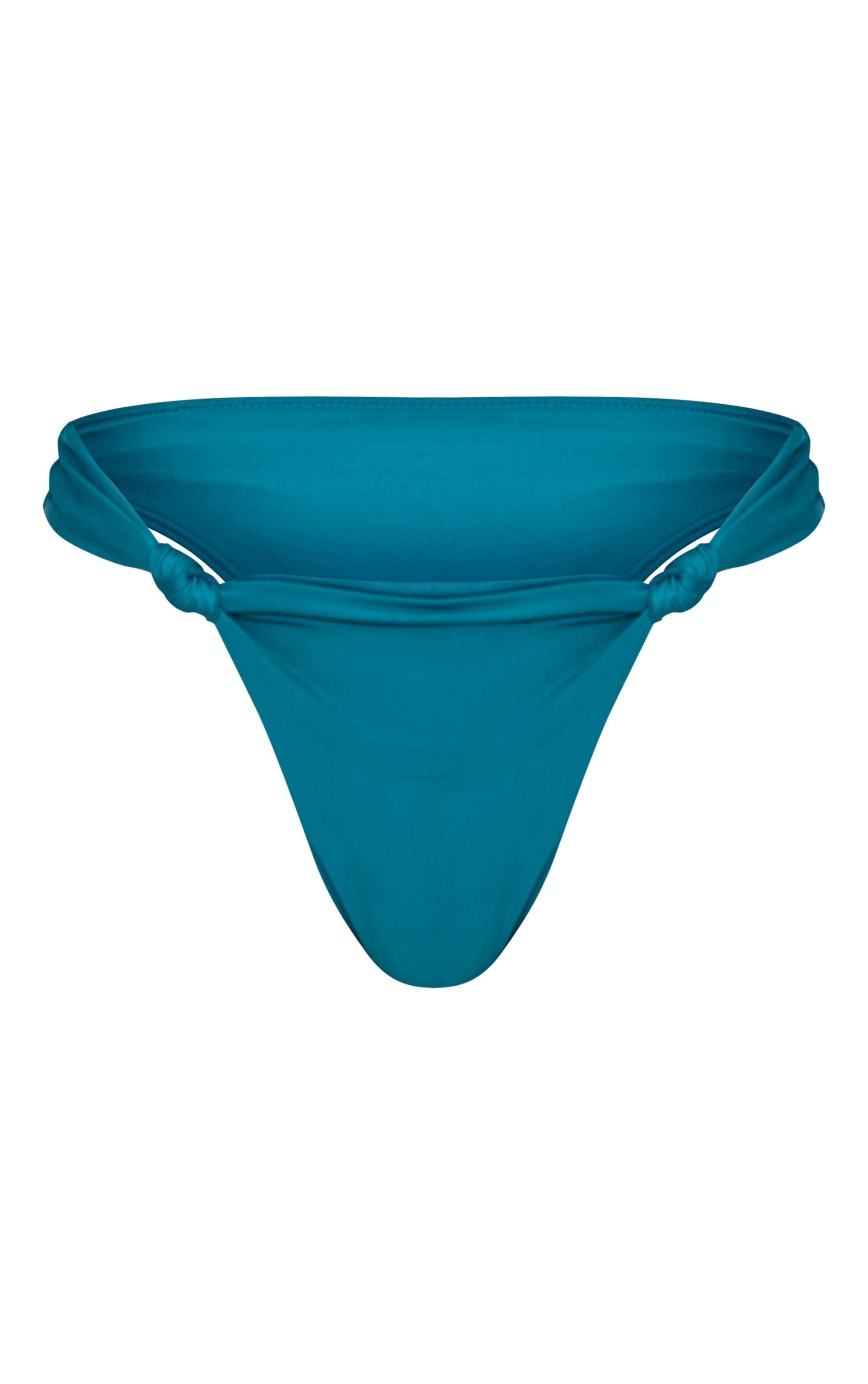 Teal Ruched Knot Bikini Bottoms Product Image