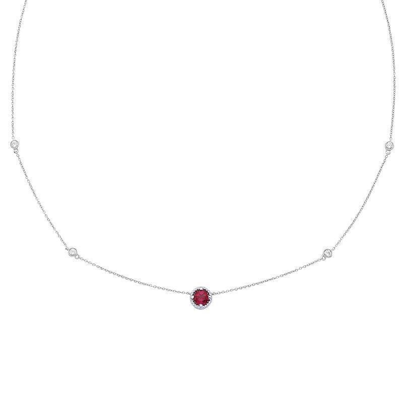 Boston Bay Diamonds Sterling Silver Lab-Grown Ruby & White Sapphire Necklace, Womens Red Product Image