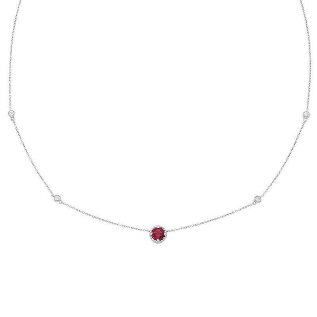 Boston Bay Diamonds Sterling Silver Lab-Grown Ruby & White Sapphire Necklace, Womens Red Product Image