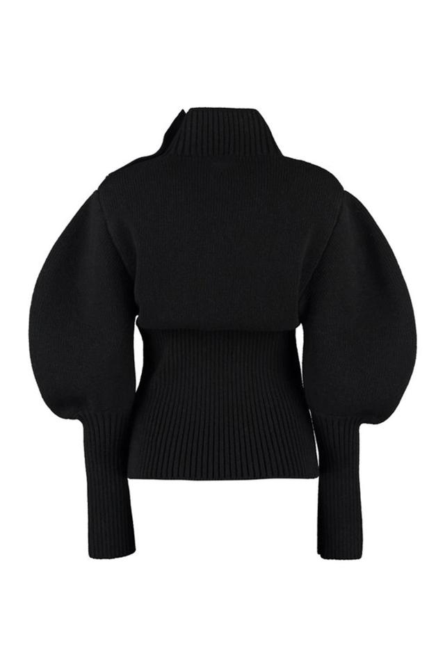 Ribbed Wool-blend Turtleneck Sweater In Black Product Image