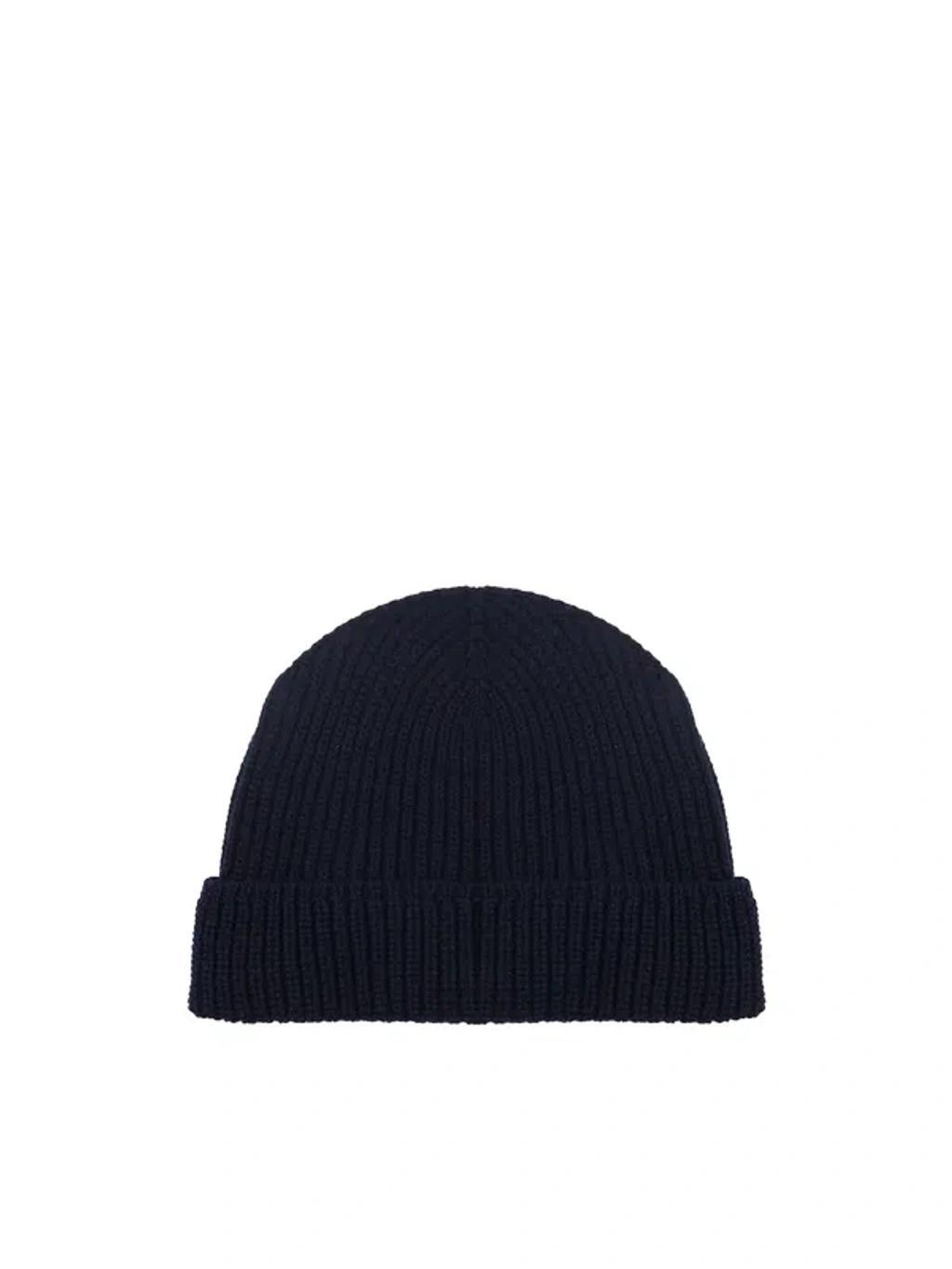 Beanie With Ribbed Cuff In Blue Product Image