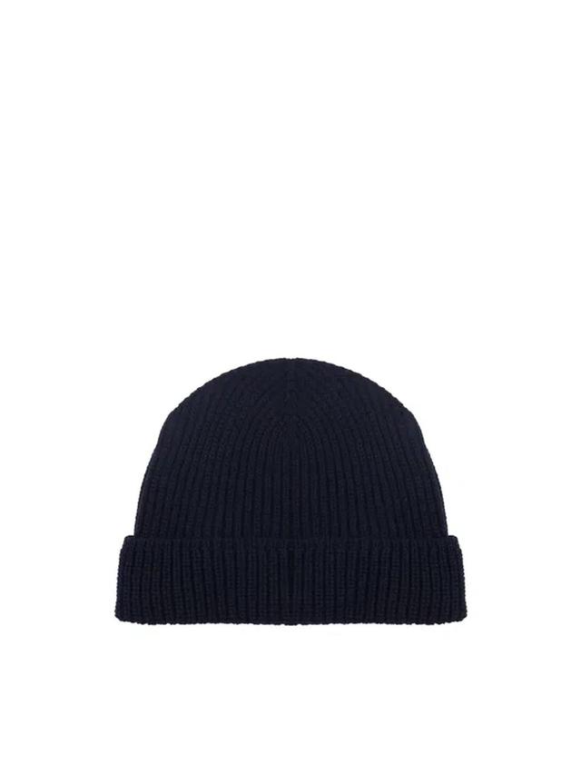 Beanie With Ribbed Cuff In Blue Product Image