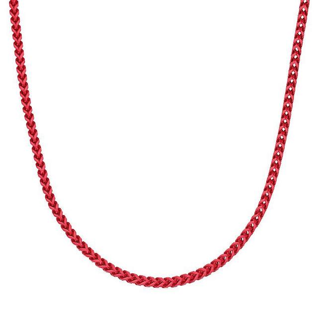 Mens LYNX Stainless Steel 8mm Red Acrylic Franco Chain Necklace Product Image