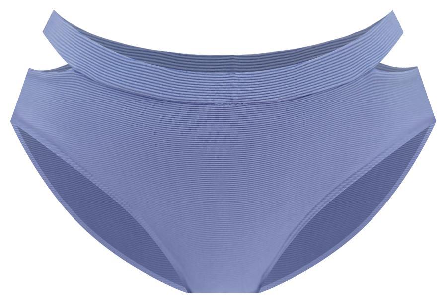 Clearwater Lagoon Blue Ribbed Cutout Side Bikini Bottoms FINAL SALE Product Image