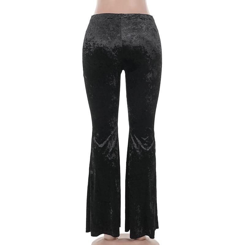 Mid Waist Embroidered Flared Pants Product Image