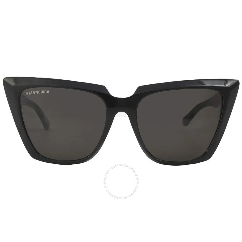 BALENCIAGA Grey Cat Eye Ladies Sunglasses Bb0046s 001 55 In Black / Grey Product Image