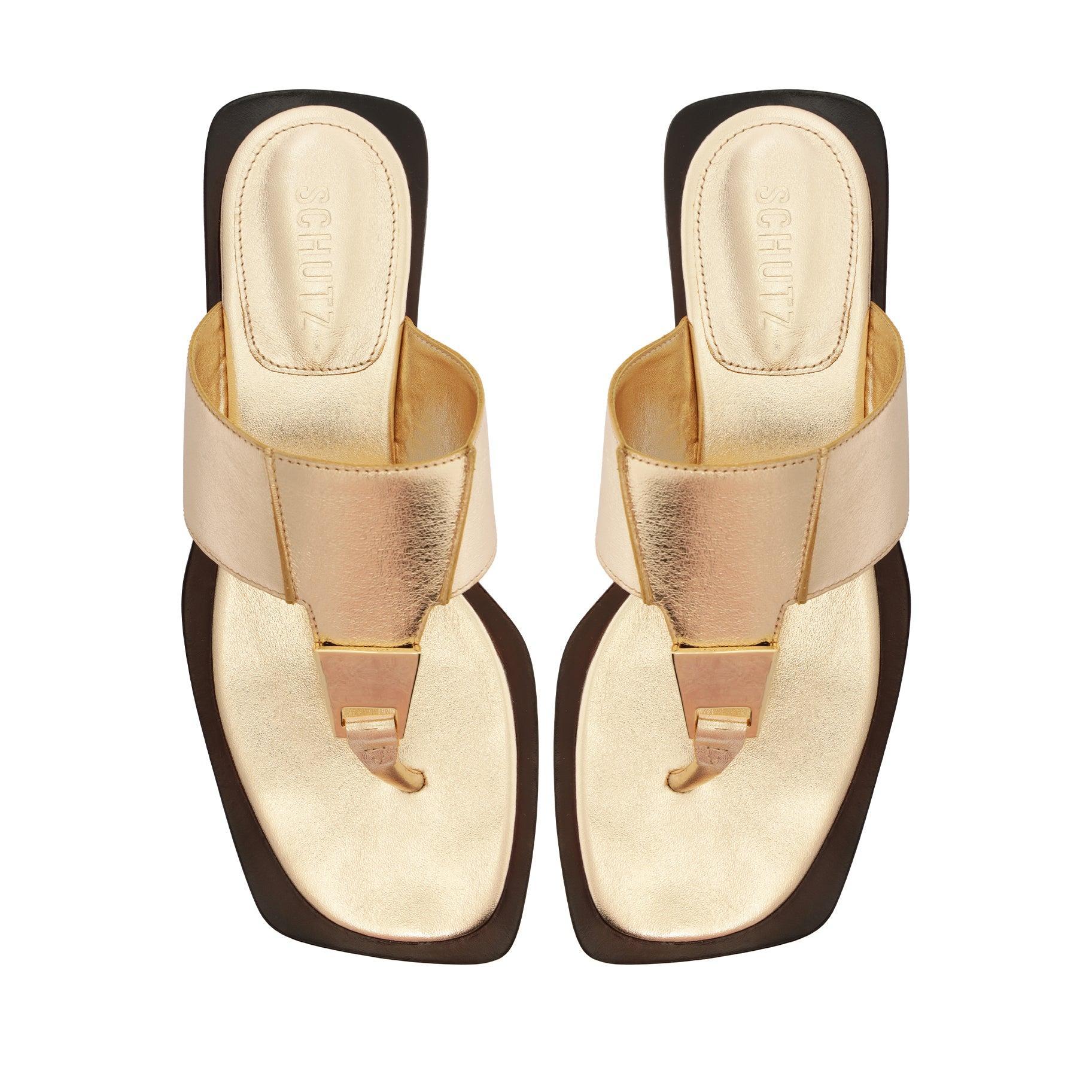 Salma Metallic Leather Flat Sandal Product Image