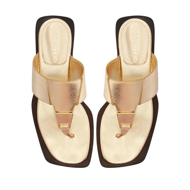 Salma Metallic Leather Flat Sandal Female Product Image