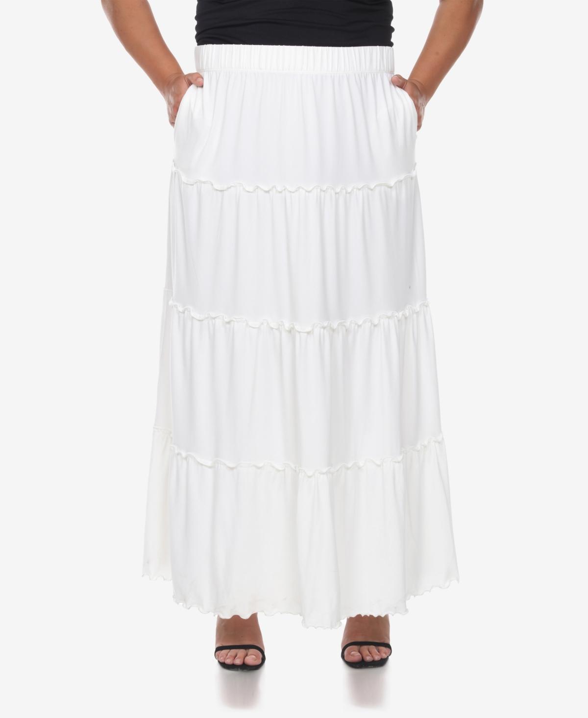 White Mark Plus Size Tiered Maxi Skirt Product Image