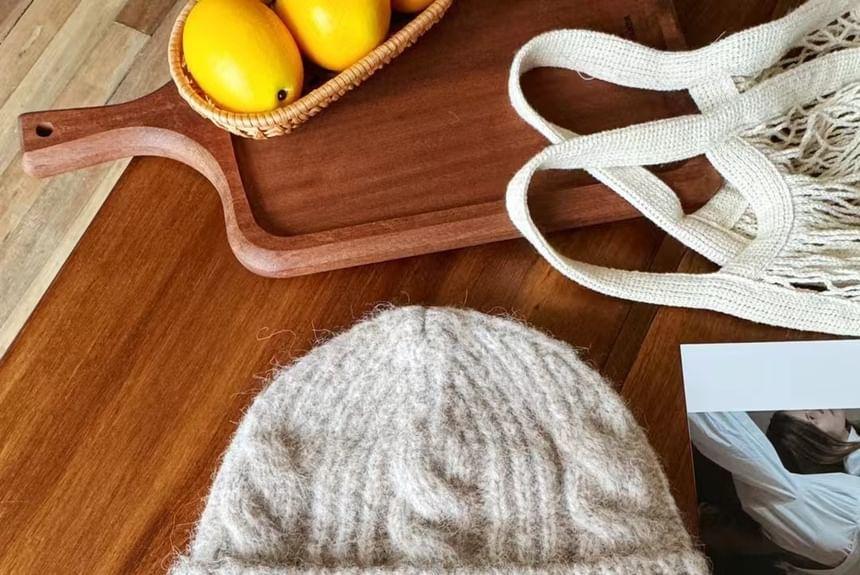 Plain Cable Knit Beanie Product Image