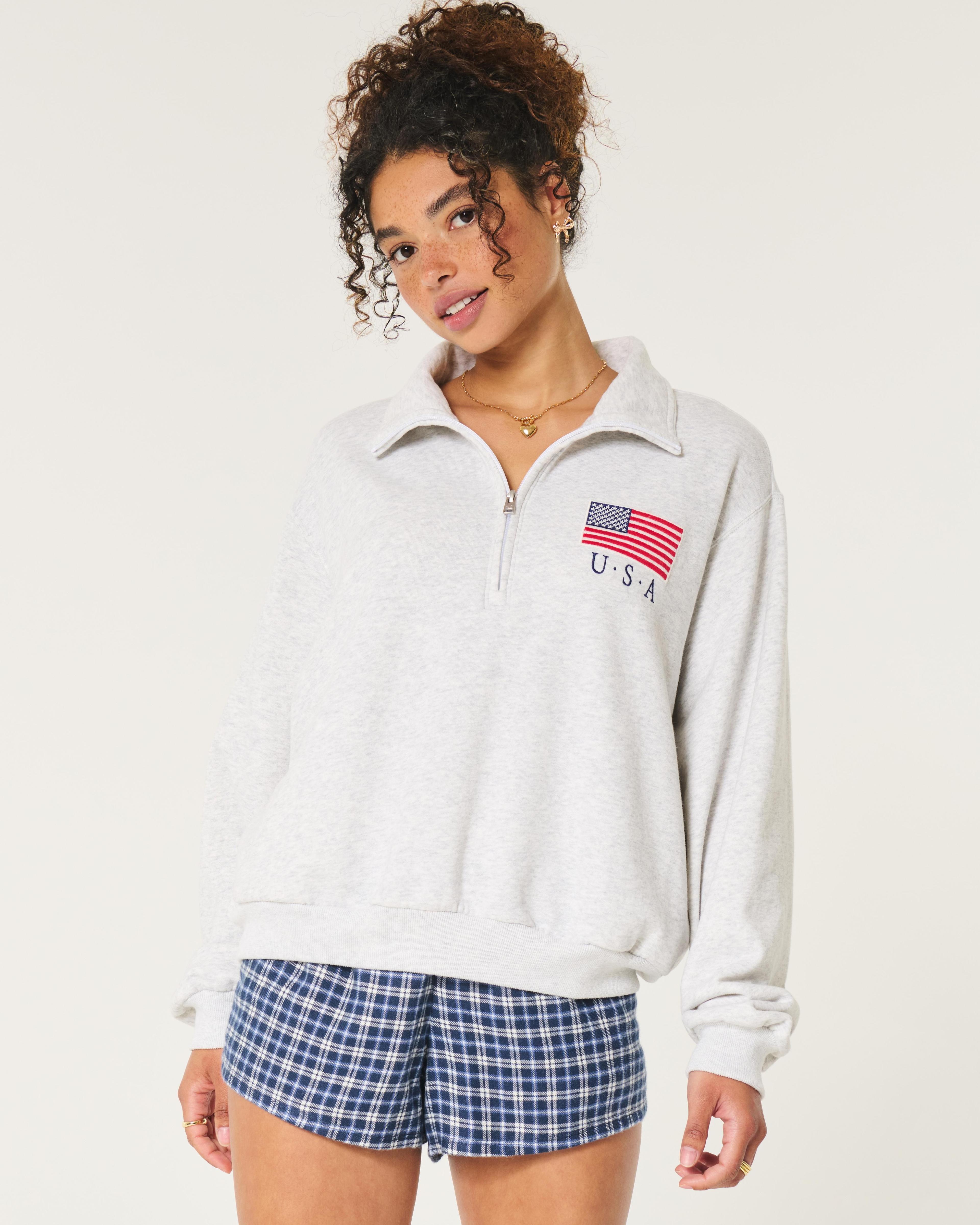 Easy Half-Zip USA Graphic Sweatshirt Product Image