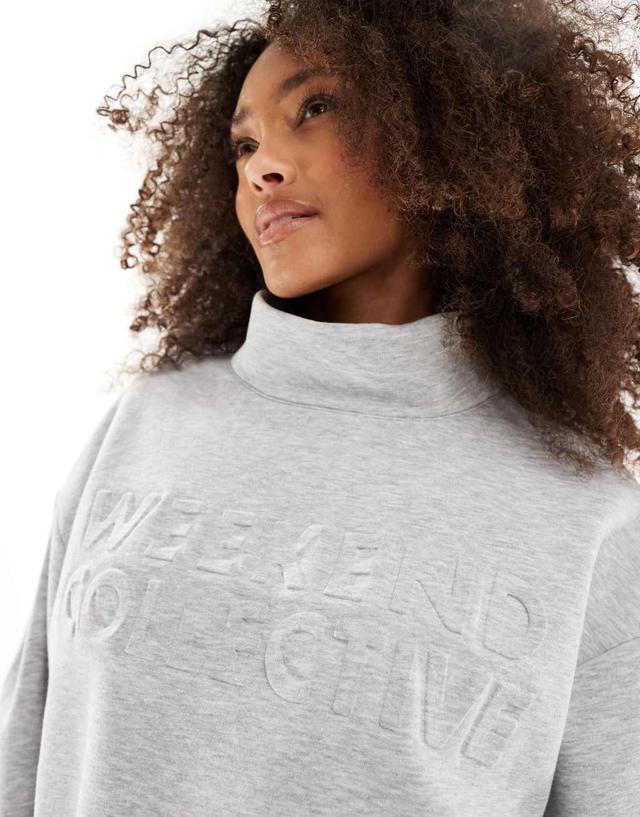 ASOS DESIGN Weekend Collective embossed sweatshirt in gray heather Product Image