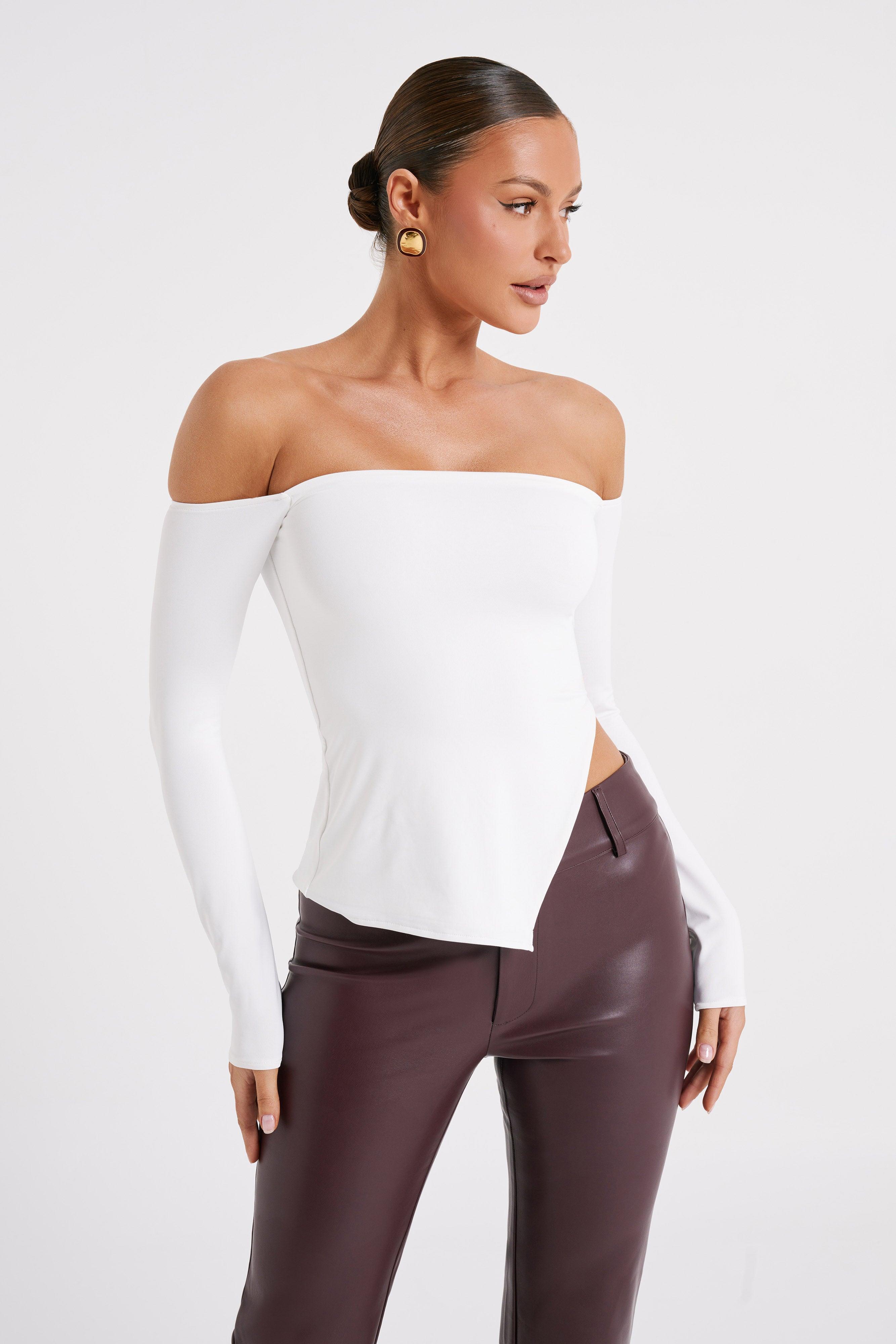 Carmen Recycled Nylon Off Shoulder Top - White Product Image