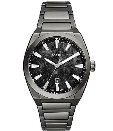 Fossil Mens Everett Three-Hand Date Gunmetal Stainless Steel Bracelet Watch Product Image