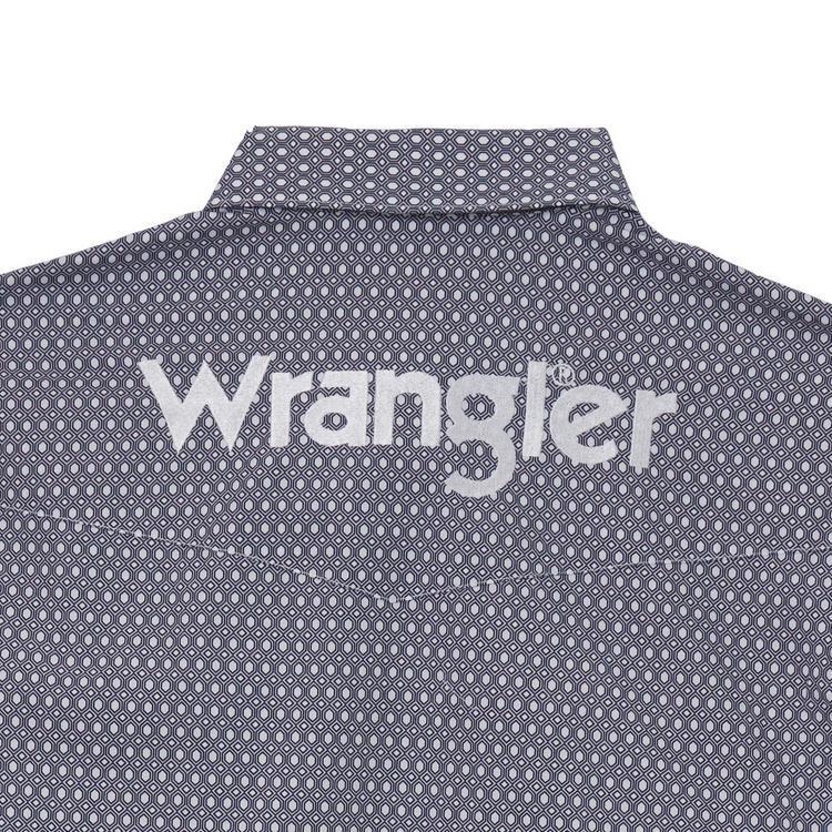 Wrangler® Men's L/S Navy/White Geo Print Logo Button Shirt Product Image