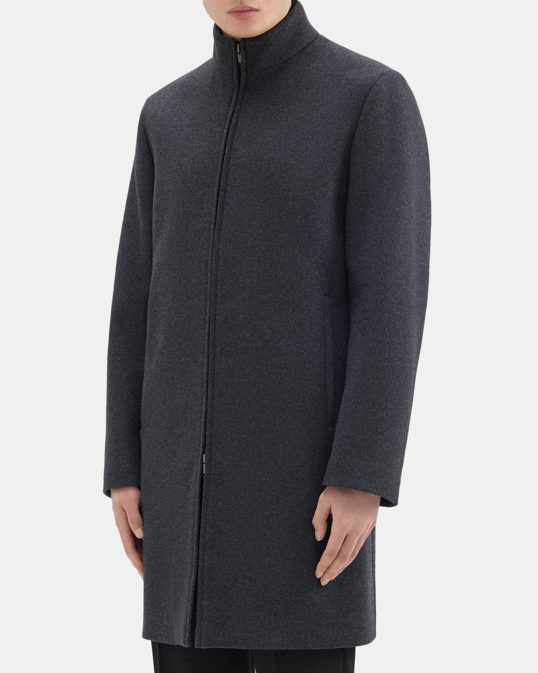 Stand Collar Coat in Recycled Wool-Blend Melton Product Image