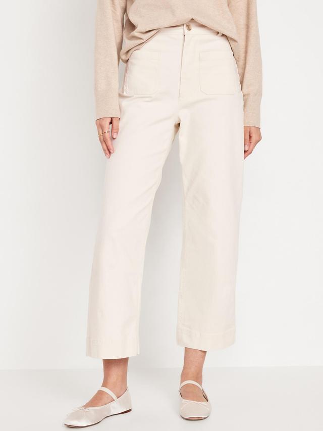 High-Waisted Crop Chino Wide-Leg Pants Product Image