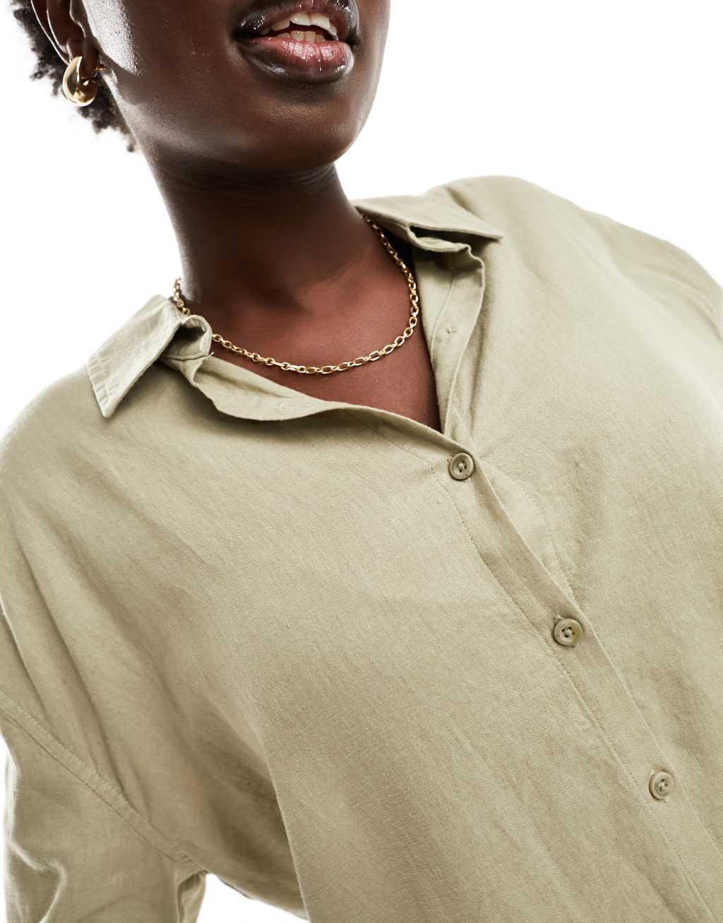 Cotton On oversized shirt in khaki  Product Image