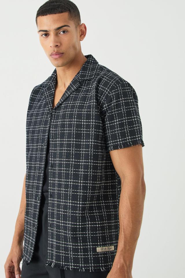 Oversized Raw Hem Boucle Shirt | boohooMAN USA Product Image