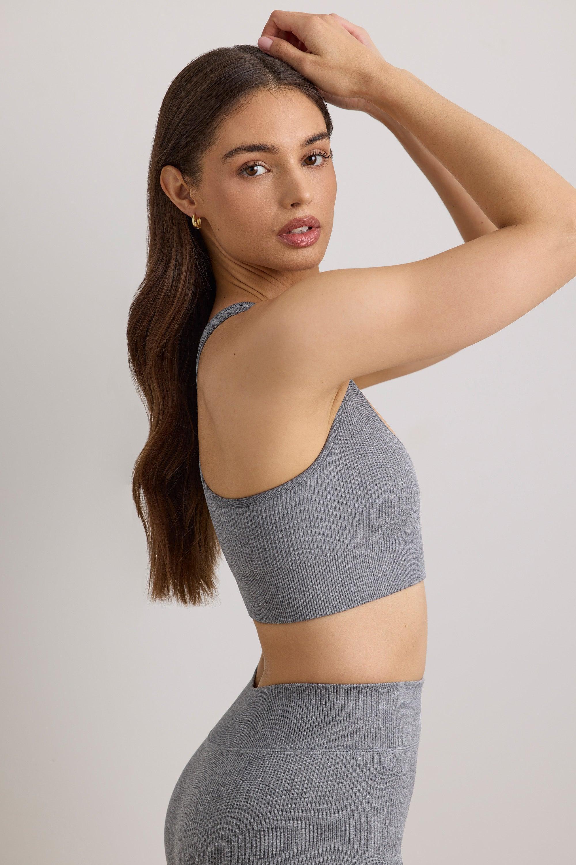 FlexiRib Wide Strap Sports Bra in Grey Melange Female Product Image