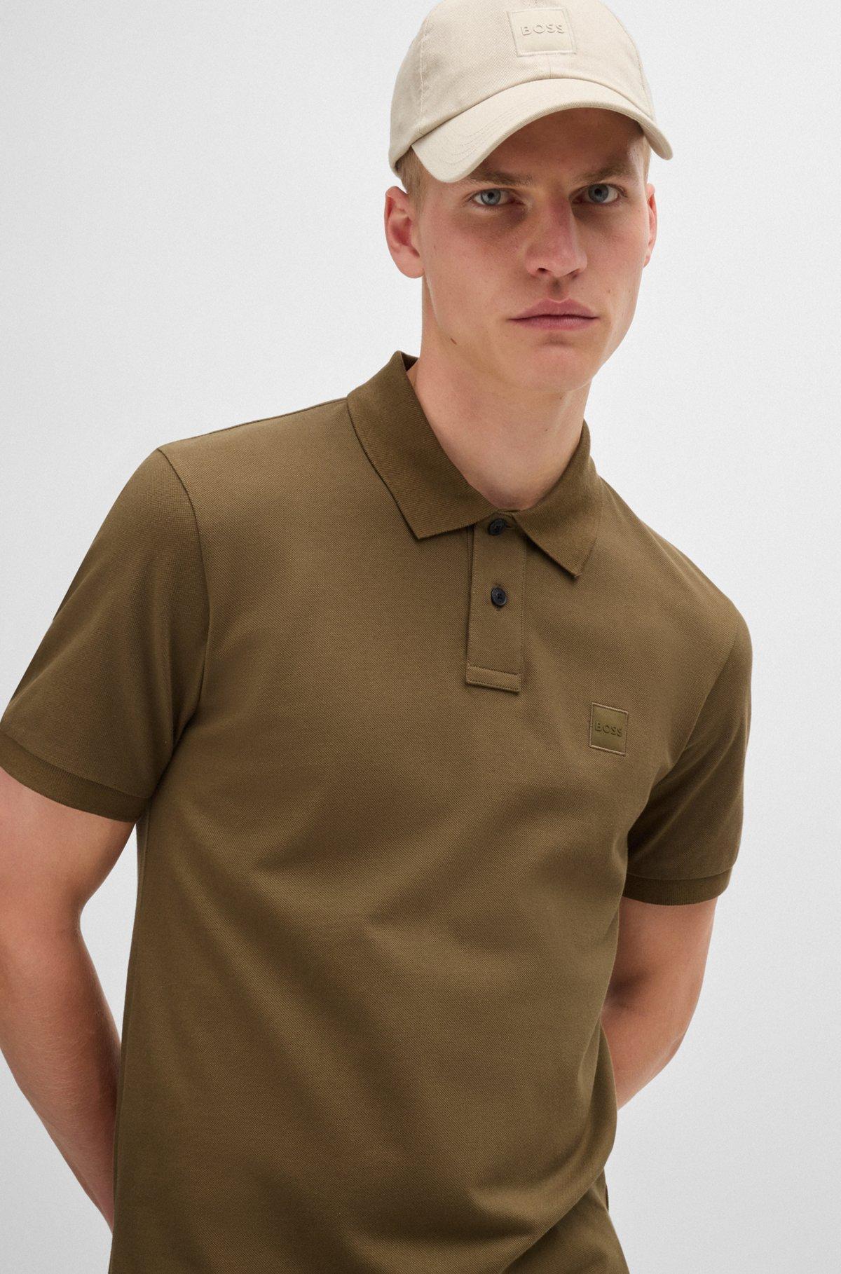 Slim-fit stretch-cotton polo shirt with logo patch Product Image