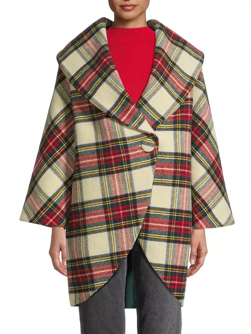 Plaid Wool Cocoon Coat Product Image