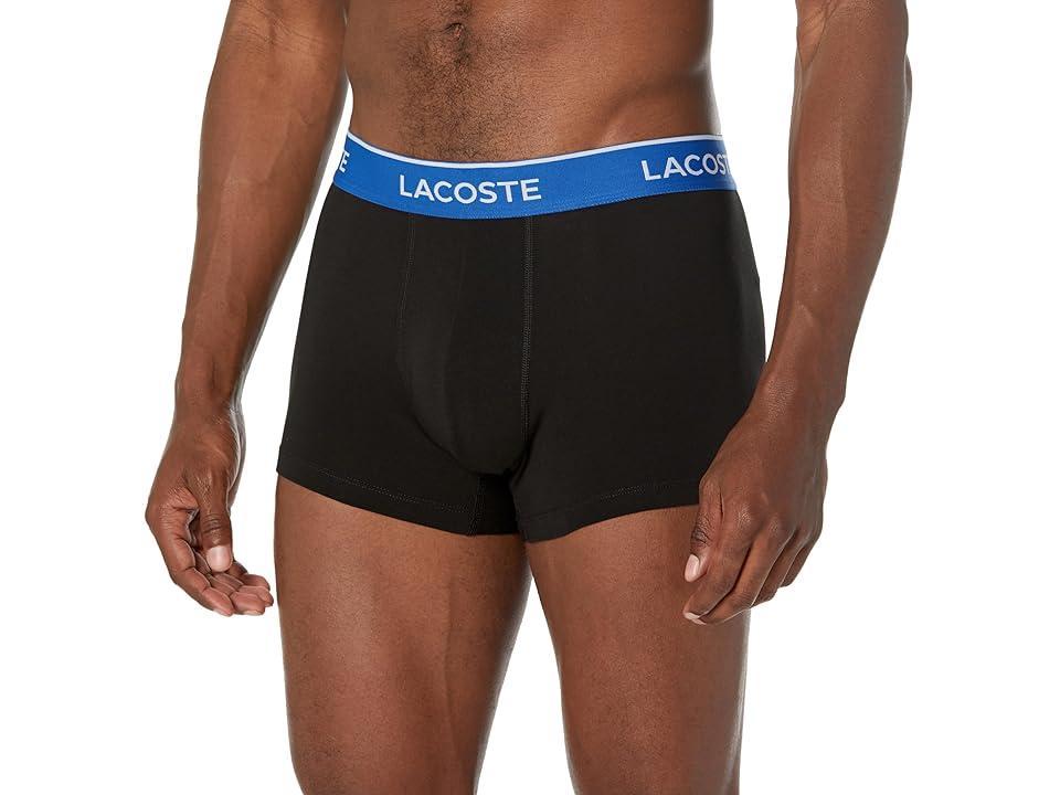 Lacoste Trunks 3-Pack Casual Classic Colorful Waistband (Black/Marina/Overview/Graphite) Men's Underwear Product Image