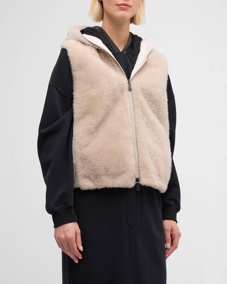 Cashmere Teddy Effect Reversible Hooded Vest Product Image