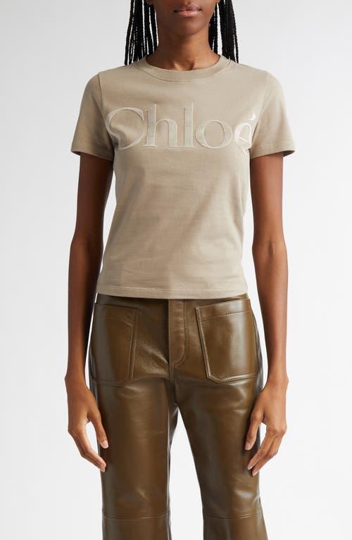 CHLOÉ Cotton Jersey T-shirt With Logo In Brown Product Image