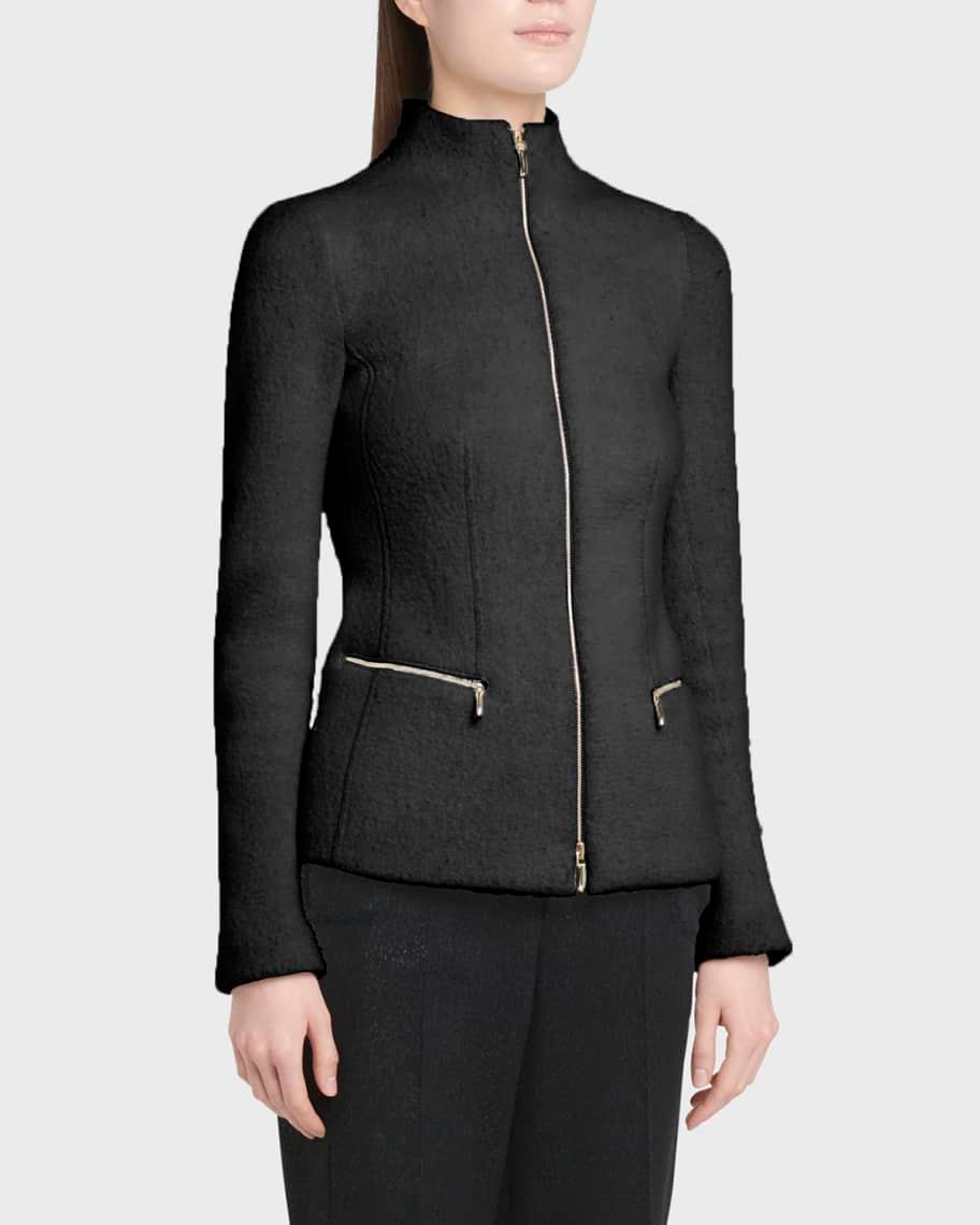 Cashmere-Blend Zip-Front Knit Jacket Product Image