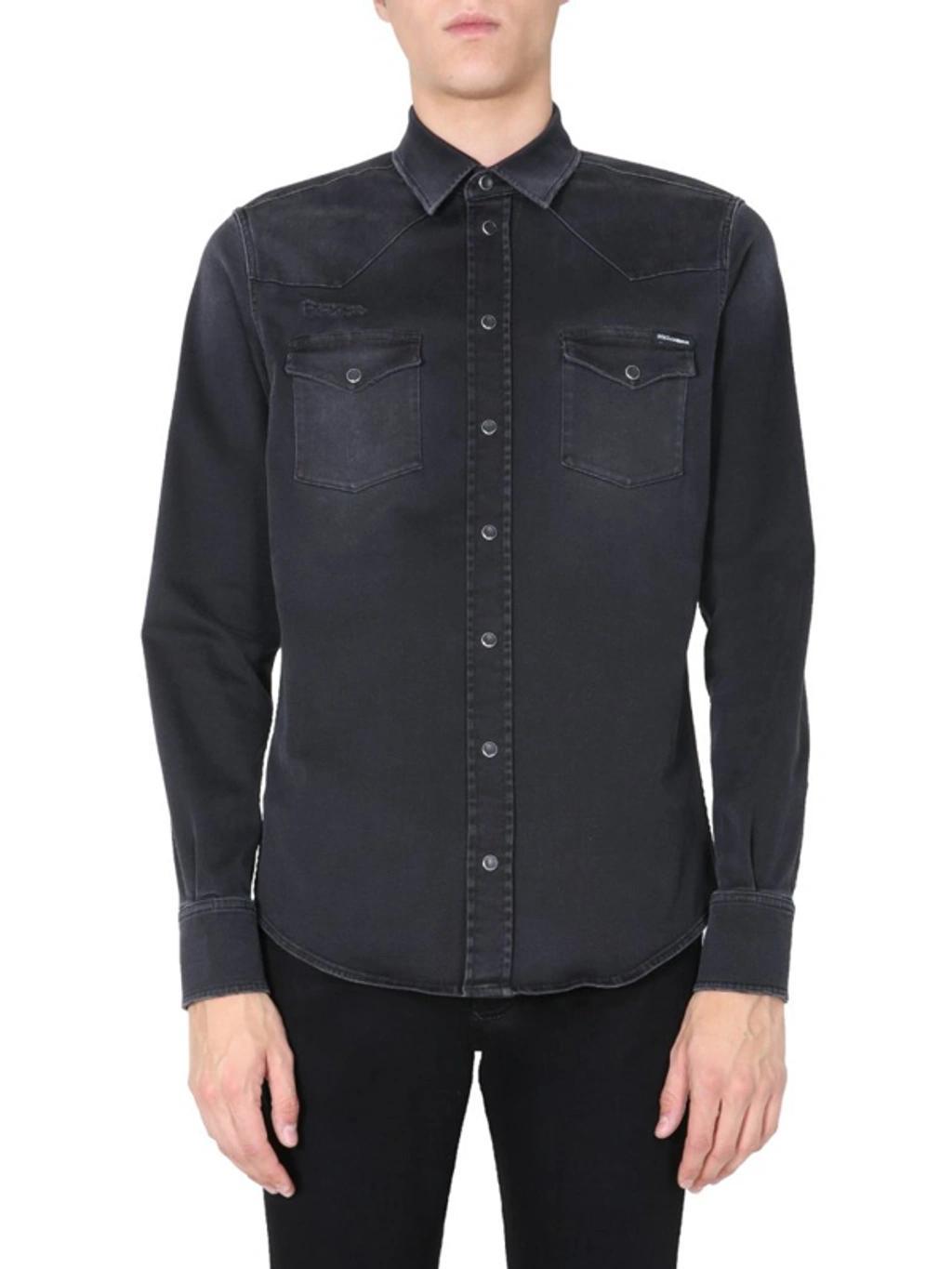 Logo Denim Shirt In Black Product Image