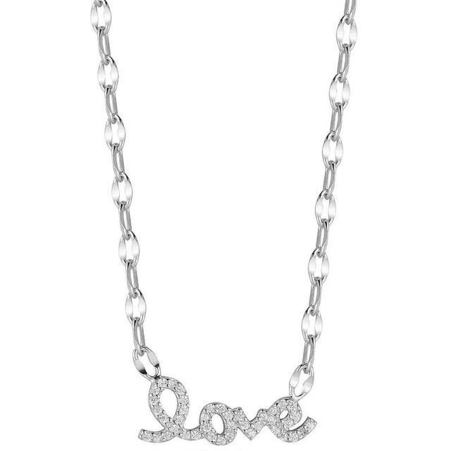 Sunkissed Sterling Silver Over Cubic Zirconia Script Love Necklace, Womens Silver Tone Product Image