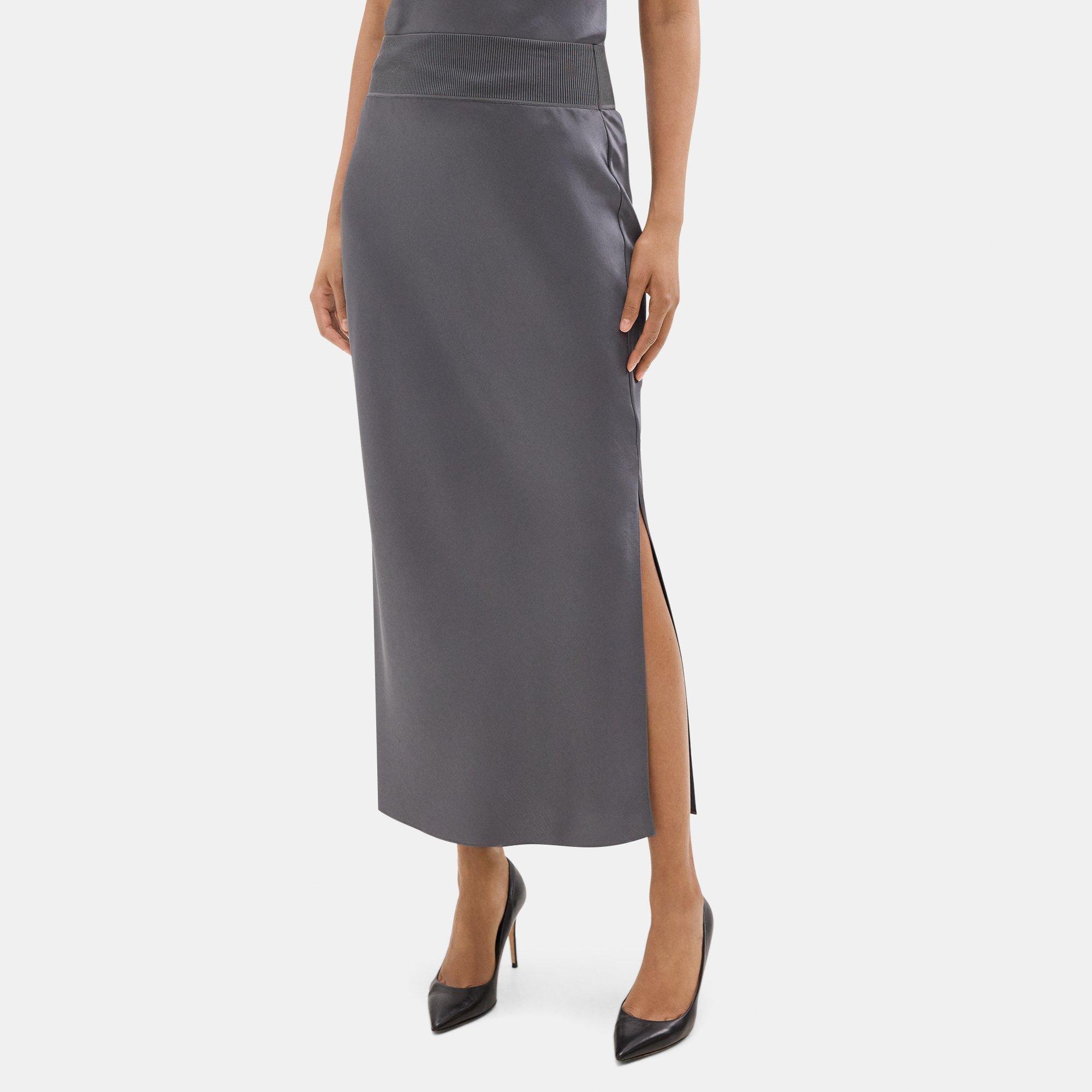 Silky Poly Maxi Pull-On Skirt | Theory Outlet Product Image