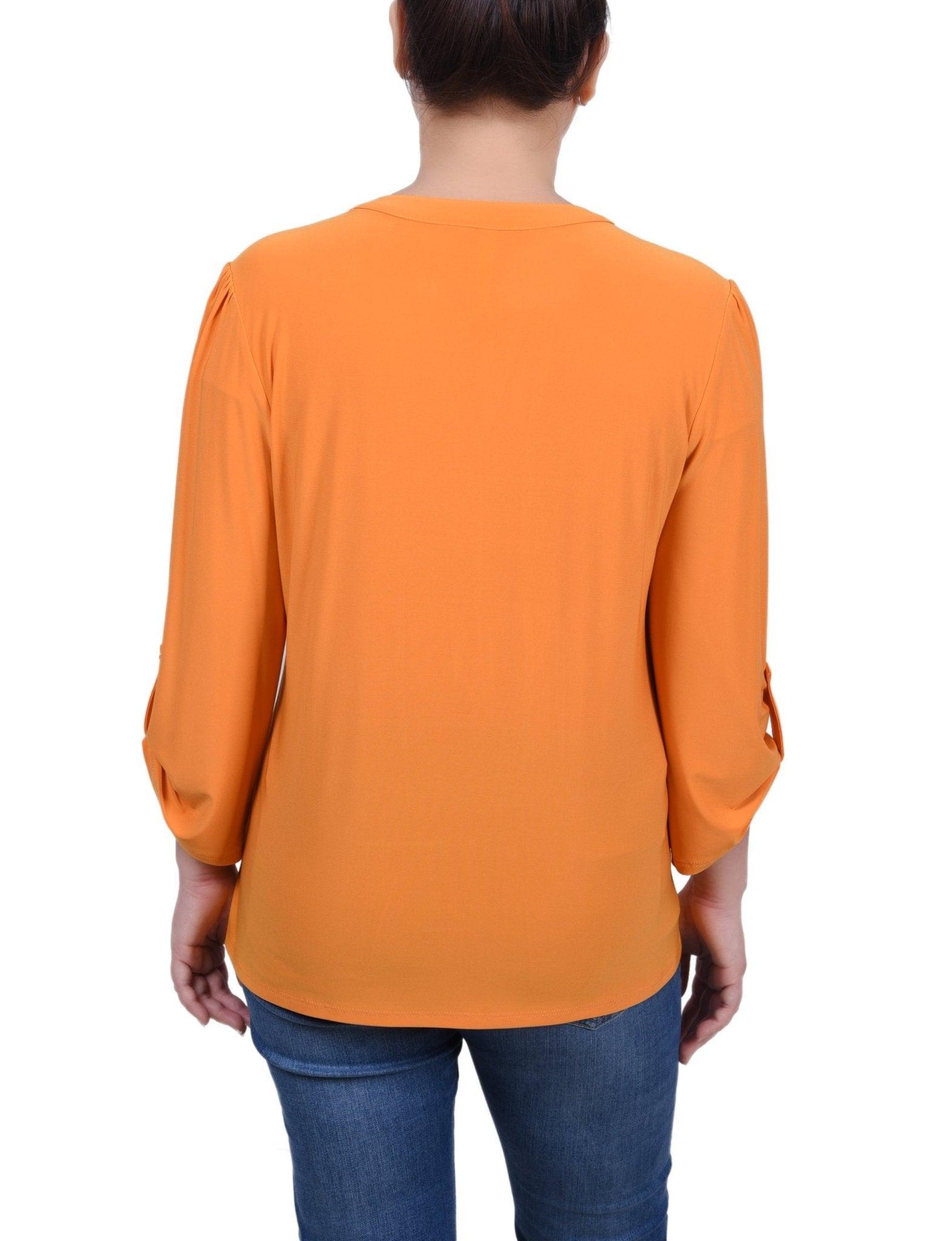 Pintuck Front Top With Chain Details - Petite Product Image