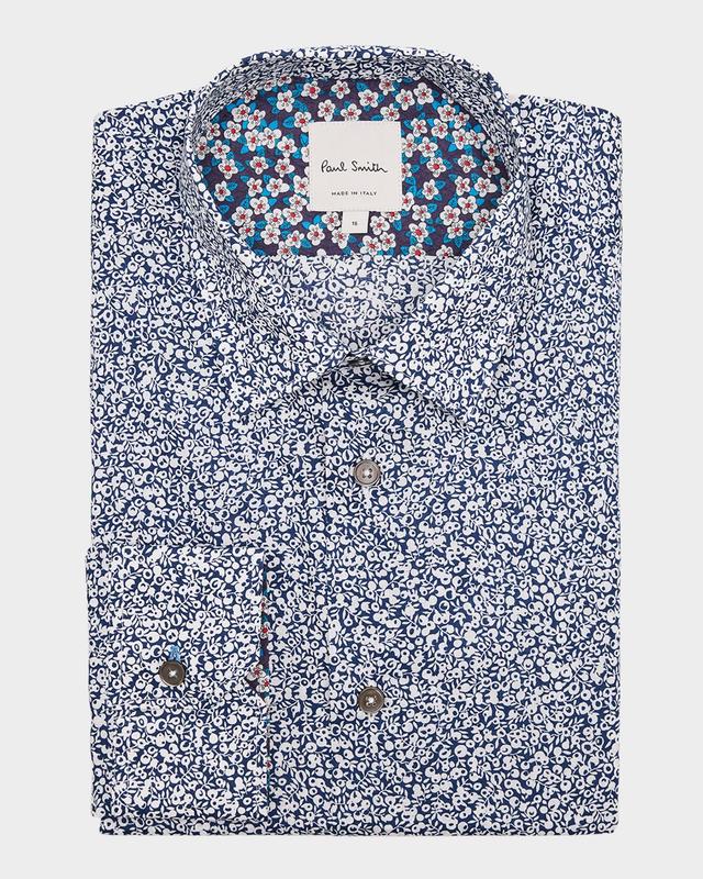 Men's Organic Cotton Micro-Floral Dress Shirt Product Image