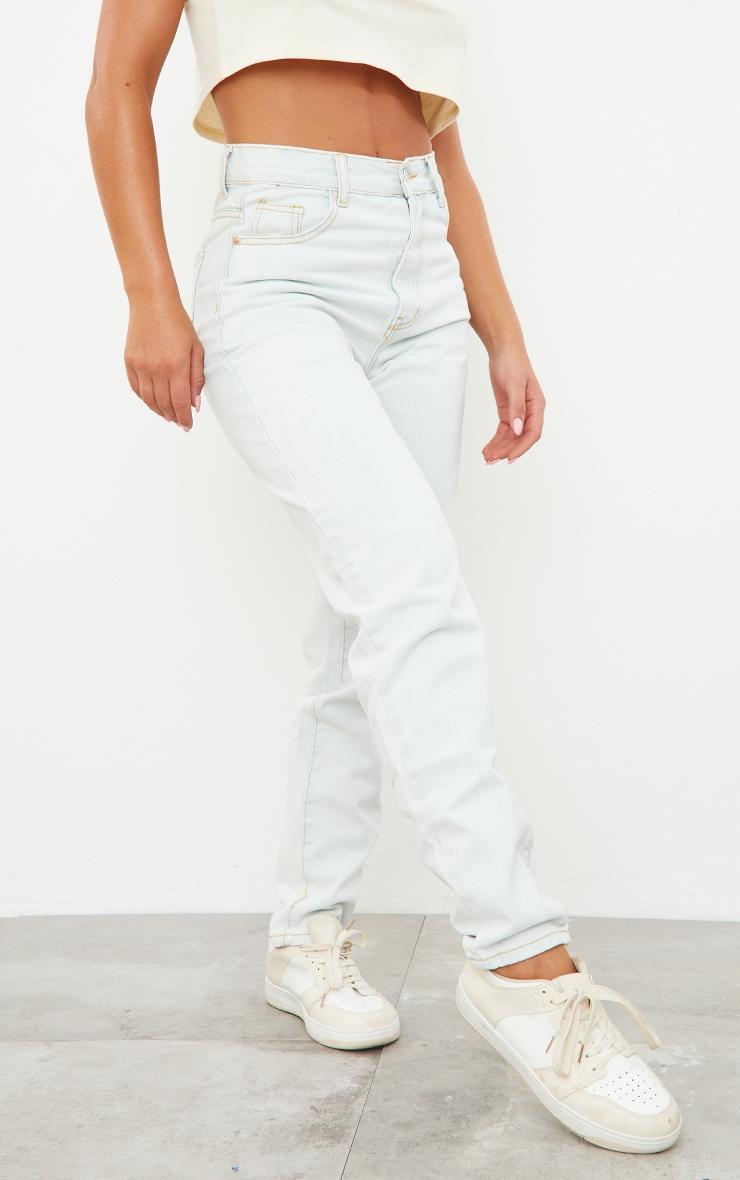 PRETTYLITTLETHING Light Bleach Wash Mom Jeans Product Image