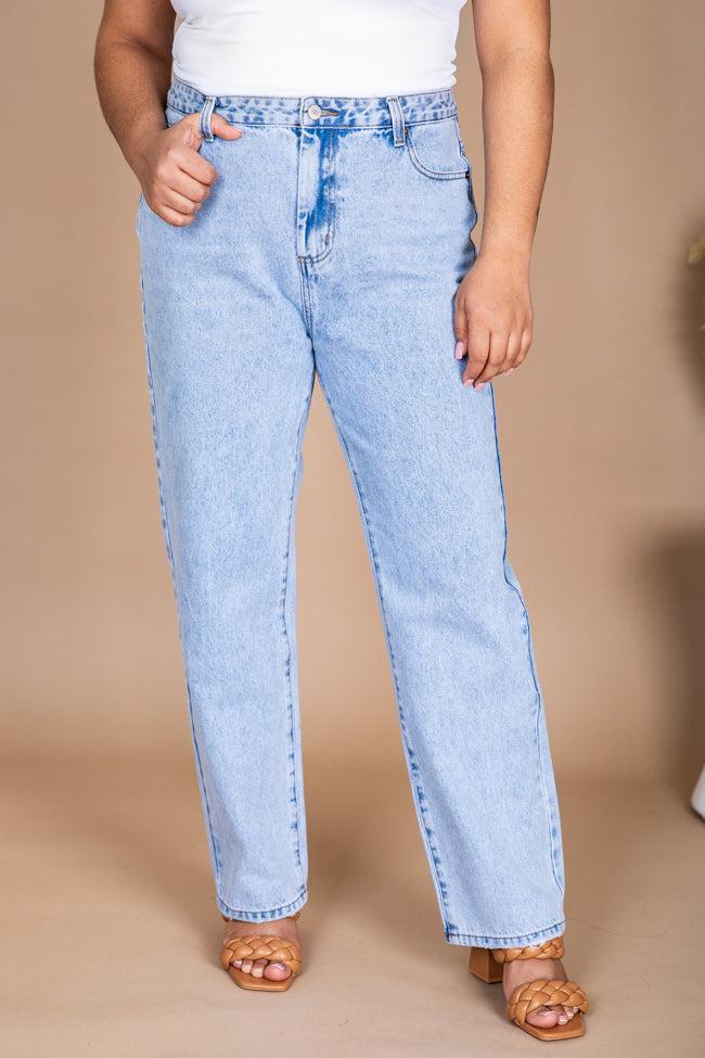 Megan Light Wash Straight Leg Mom Jeans Product Image