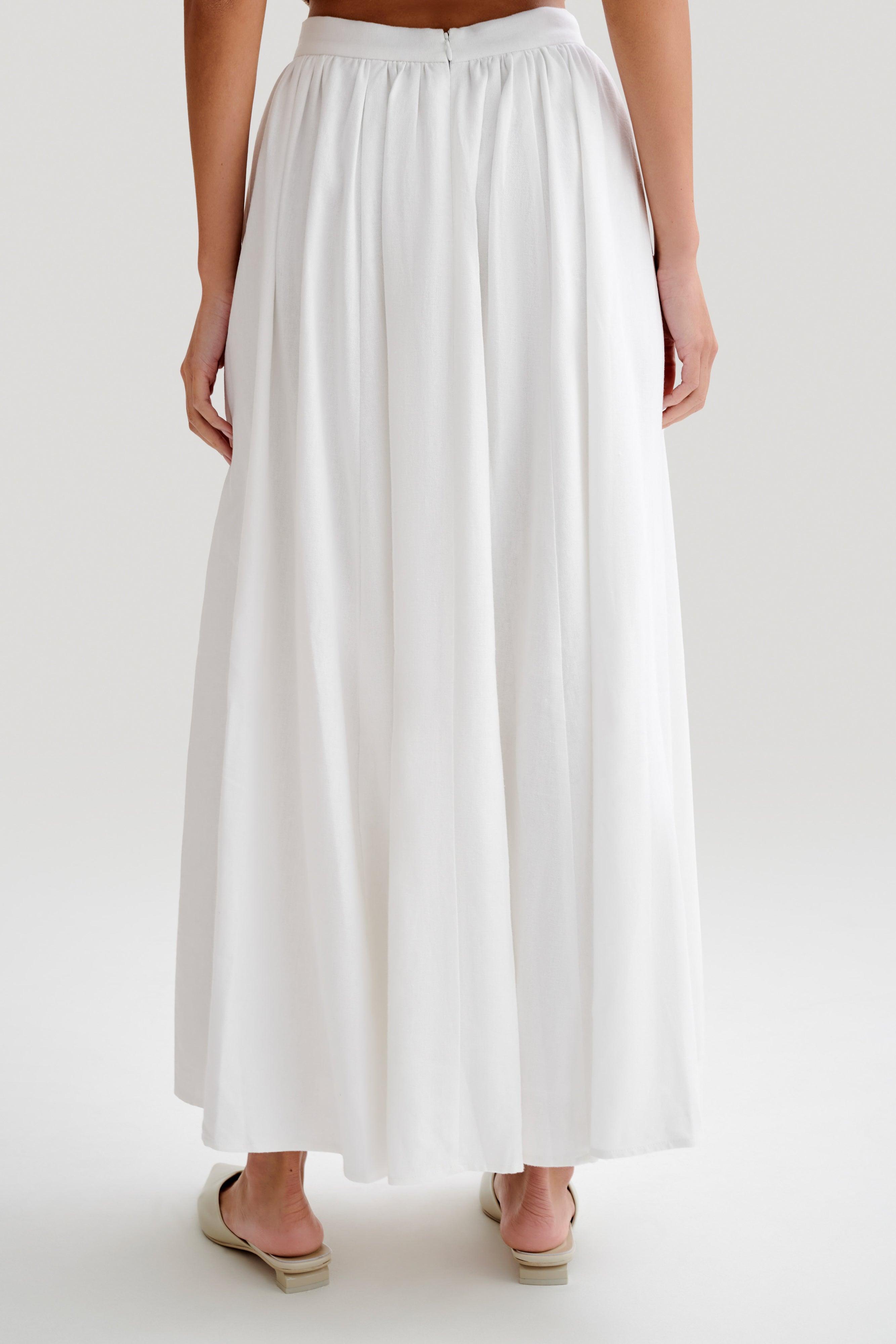 Clarence Linen A-Line Maxi Skirt - White Product Image