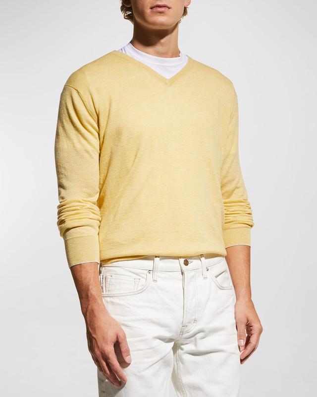 Mens Extra Lightweight Wool-Cashmere V-Neck Sweater Product Image