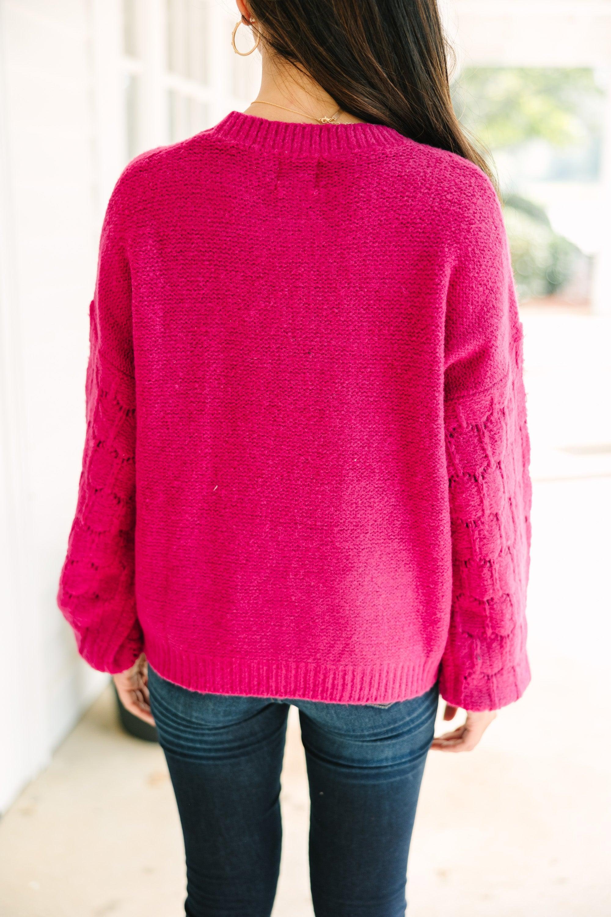 Feeling Close To You Magenta Purple Textured Sweater Female Product Image