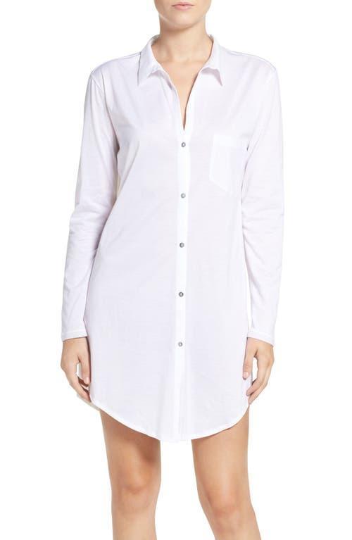 Hanro Deluxe Point Collar Long Sleeve Boyfriend Cotton Nightshirt Product Image