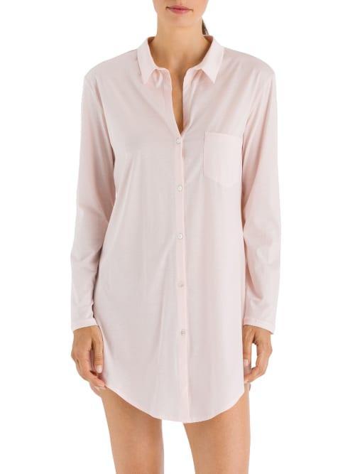 Hanro Deluxe Point Collar Long Sleeve Boyfriend Cotton Nightshirt Product Image