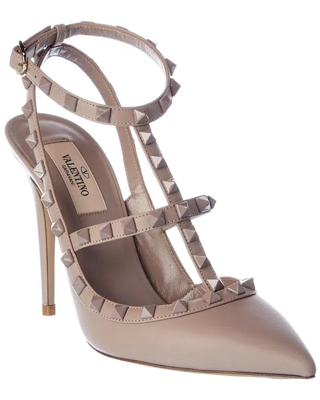 Rockstud Caged 100 Leather Pump In Pink Product Image