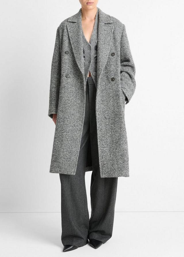 Italian Herringbone Wool-Blend Double-Breasted Coat Product Image