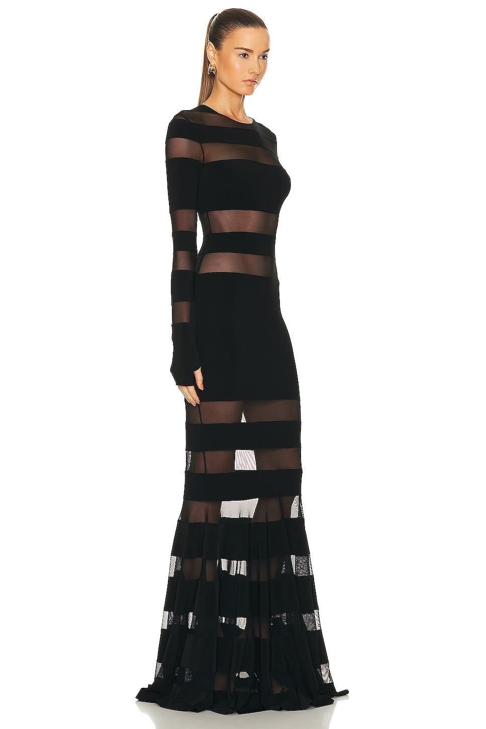 Norma Kamali Spliced Dress Fishtail Gown in Black. Product Image